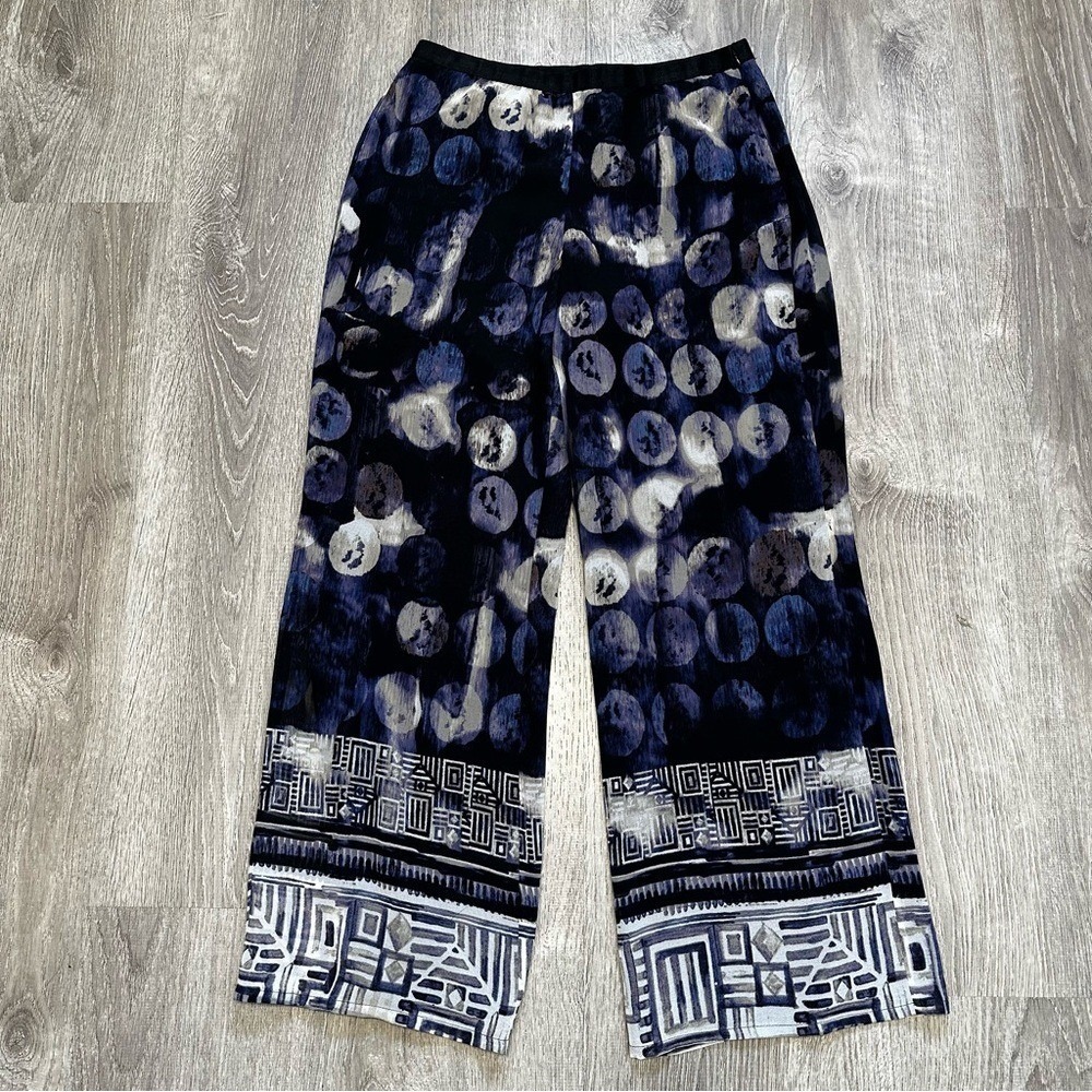 NIC+ZOE purple and Black Palazzo Pants with Bold‎ Print